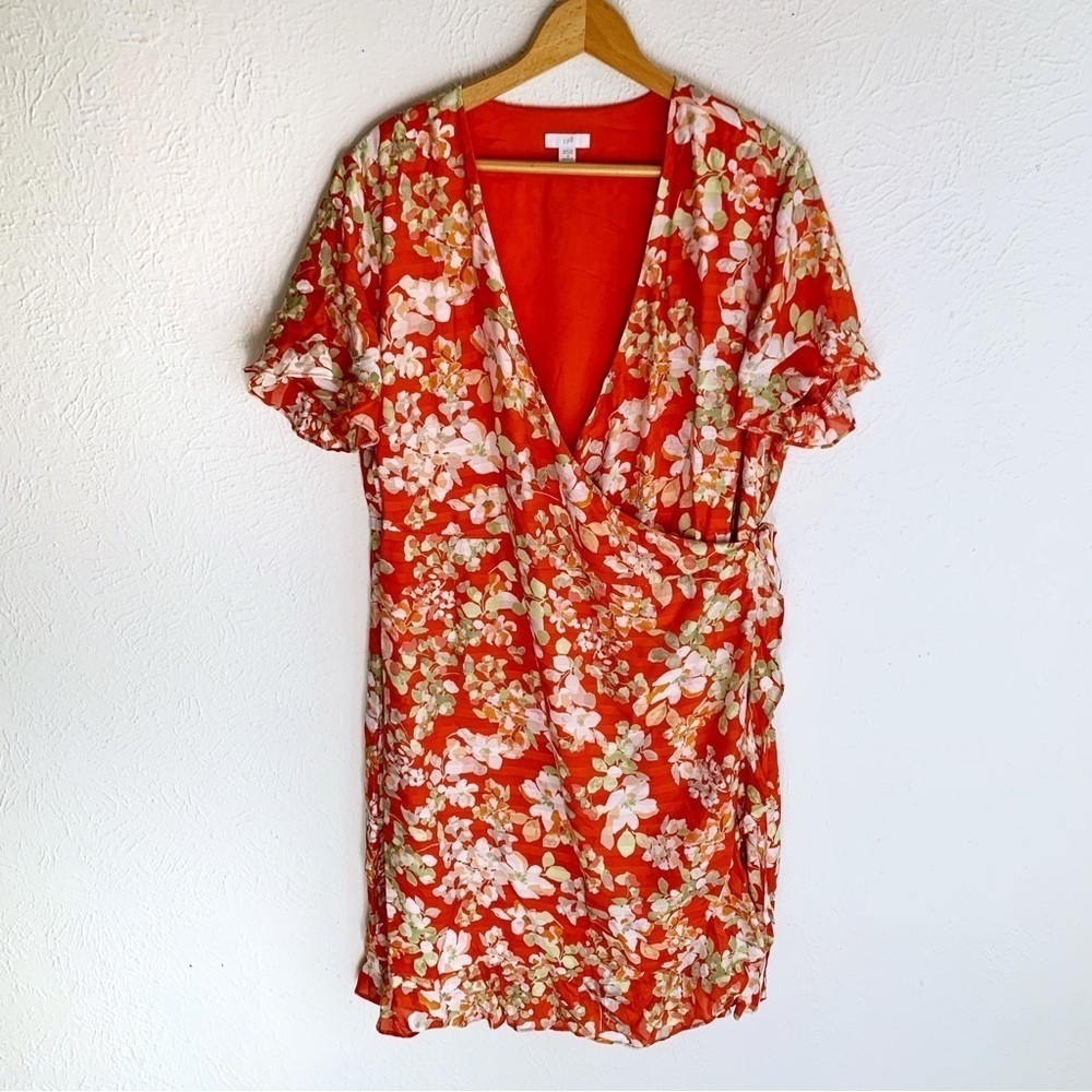 J. Jill Wrap Dress Floral Red Sz 1X - Picture 3 of 7